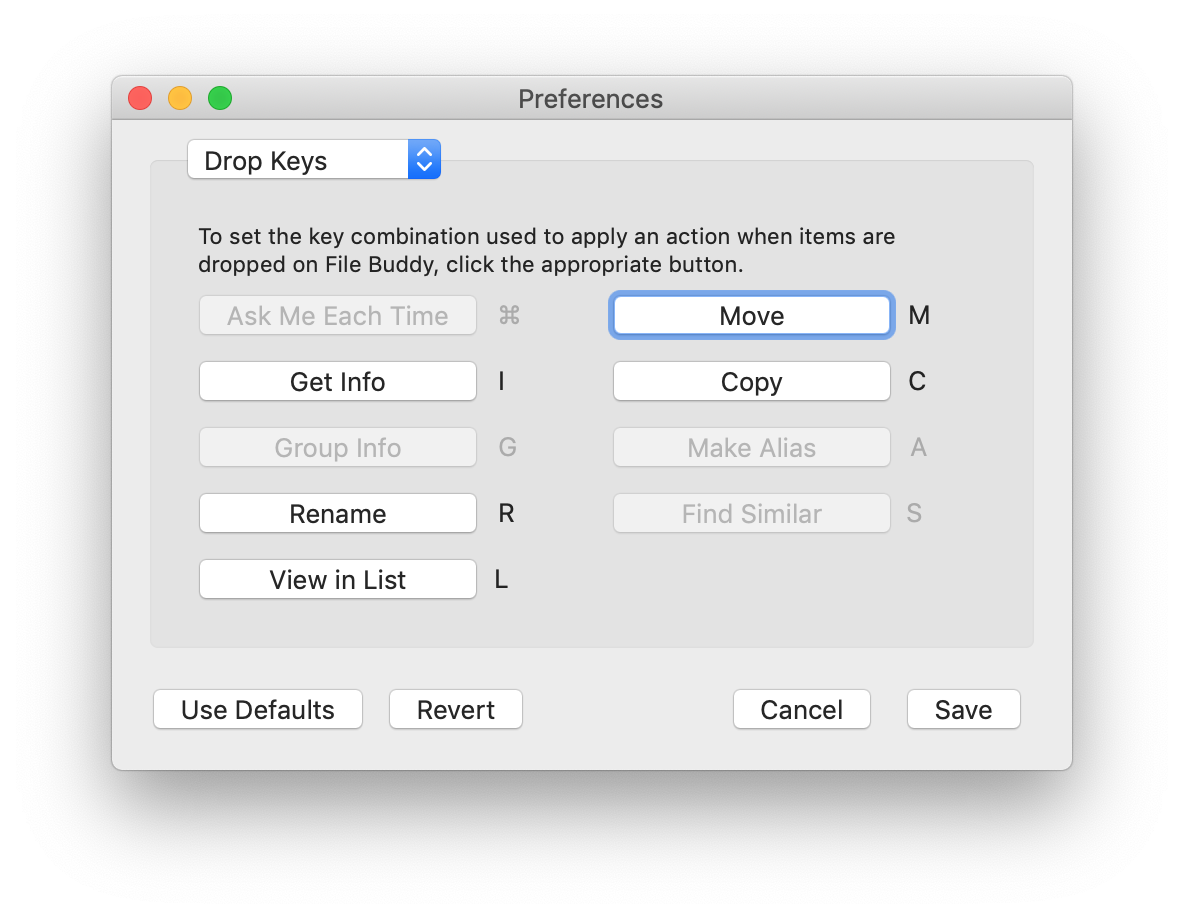 Drop Keys Preferences Pane